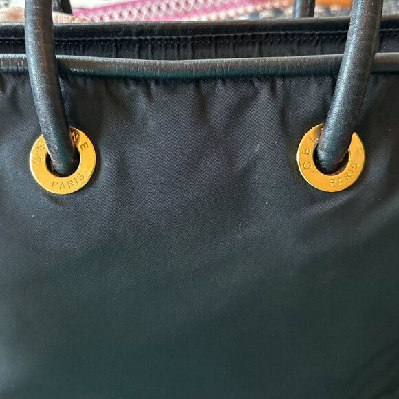 Celine Black Canvas and Leather Shoulder Bag Gold accents Preowned EXCELLENT. - Picture 7 of 11
